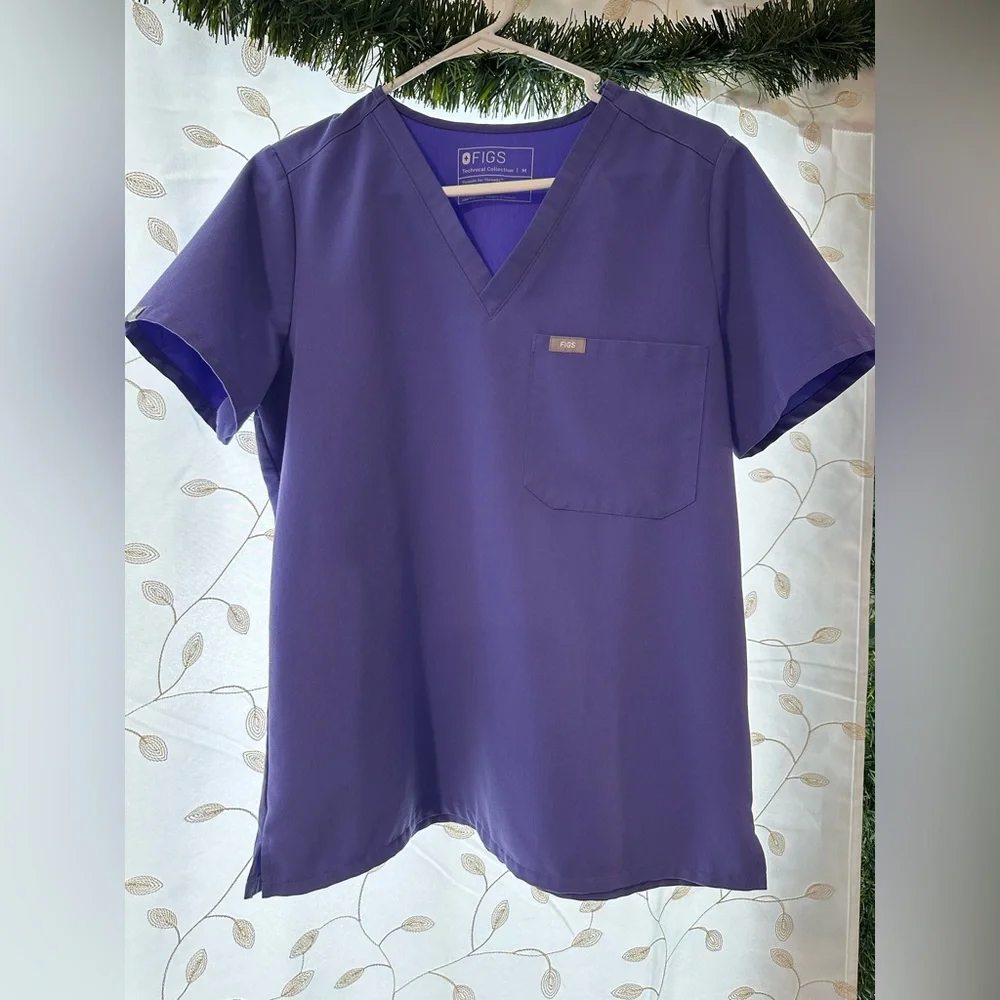 Figs Women's V-Neck Short Sleeve and Jogger Pants - Purple - Picture 1 of 4